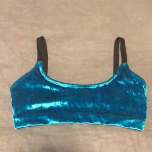 Onzie blue velvet sports bra
